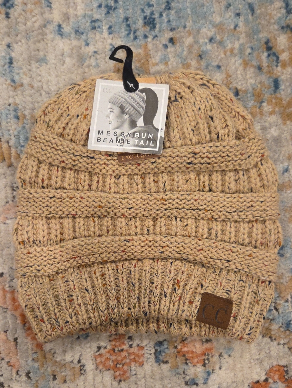 C.C Speckled Beige Knit Beanie